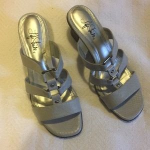 Life Stride Silver Casual Dress Sandals